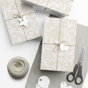 Elegant Neutral 7ft Gift Wrapping Paper Roll Cream Glossy CELEBRATORY Co.